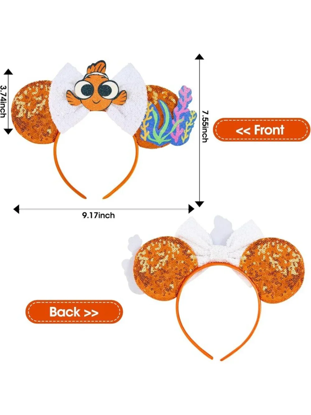 Women White Orange Cartoon Mickey Mouse Costume Headband For Cosplay